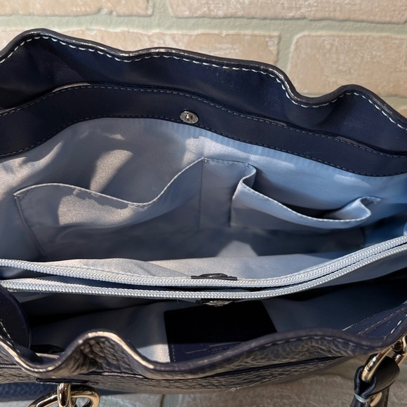 Coach F14686 Penelope Navy Blue Pebbled Leather Satchel Large Shopper - Picture 13 of 14